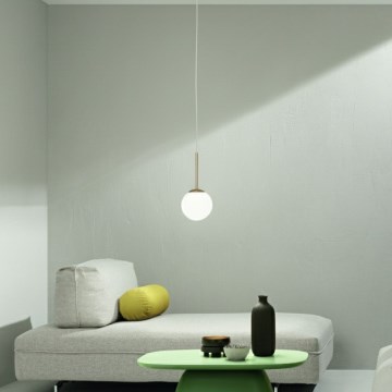 Ondaluce - Lámpara colgante con cable JEWEL 1xE14/10W/230V, diámetro 17 cm, dorada/blanca
