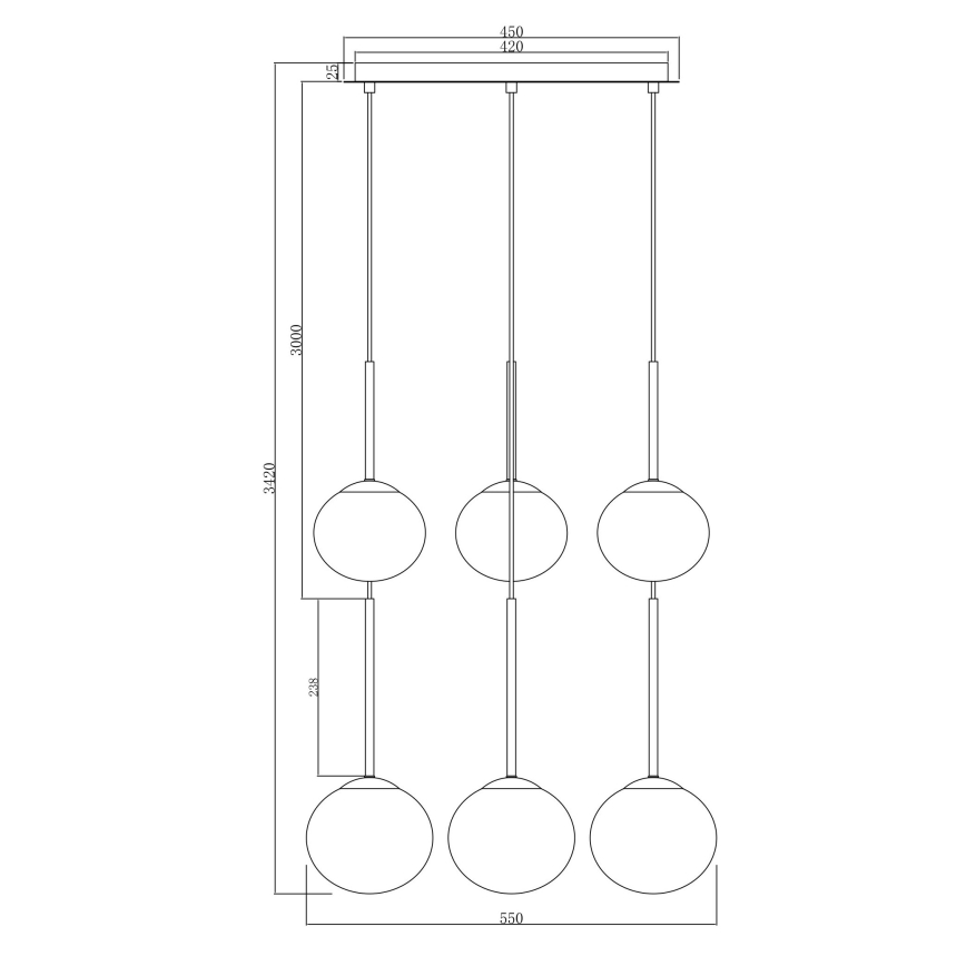 Ondaluce - Lámpara colgante con cable JEWEL 6xE14/10W/230V, diámetro 55 cm, dorado/blanco