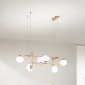 Ondaluce - Lámpara colgante con cable JEWEL 6xE14/10W/230V dorada/blanca