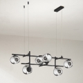 Ondaluce - Lámpara colgante con cable JEWEL 6xE14/10W/230V negro/negro ahumado