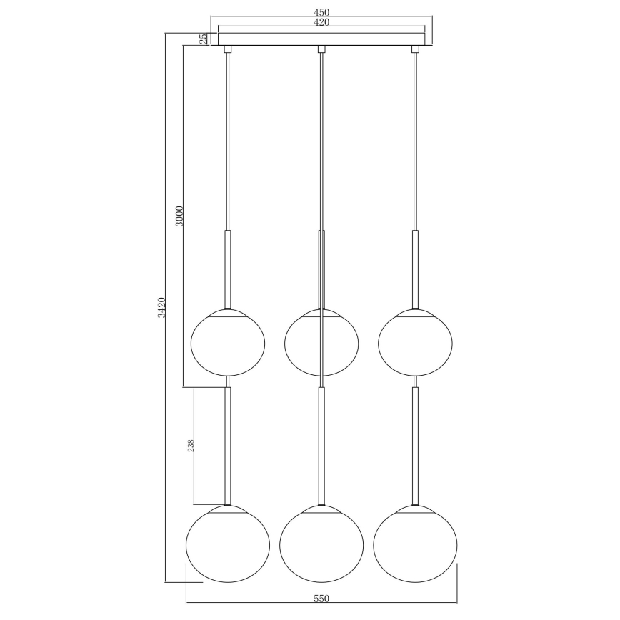 Ondaluce - Lámpara colgante con cable JEWEL 6×E14/10W/230V Ø 55 cm negro/negro ahumado