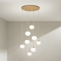 Ondaluce - Lámpara colgante con cable JEWEL 8xE14/10W/230V Ø 70 cm dorado/blanco