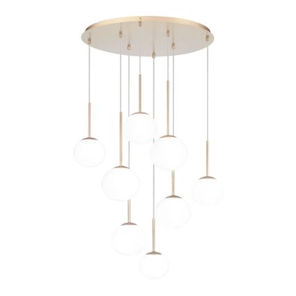 Ondaluce - Lámpara colgante con cable JEWEL 8xE14/10W/230V Ø 70 cm dorado/blanco