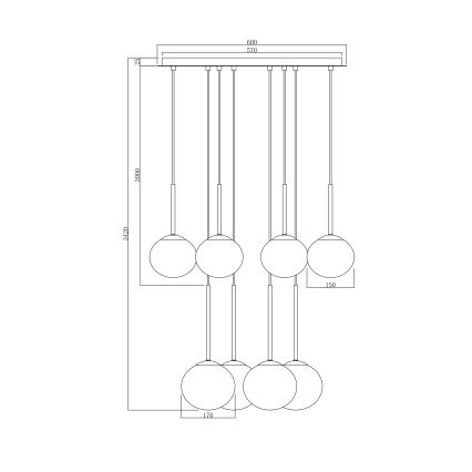 Ondaluce - Lámpara colgante con cable JEWEL 8xE14/10W/230V Ø 70 cm dorado/blanco