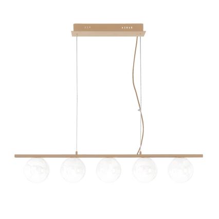 Ondaluce - Lámpara colgante con cable MONILE 5xE14/10W/230V dorada/blanca