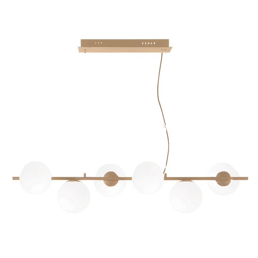 Ondaluce - Lámpara colgante con cable MONILE 6xE14/10W/230V dorada/blanca