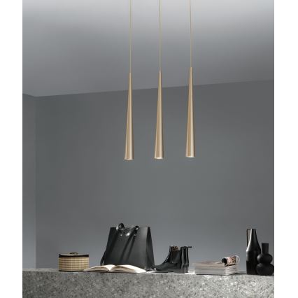 Ondaluce - Lámpara colgante con cable NOA 1xGU10/20W/230V Ø 5,5 cm acabado dorado