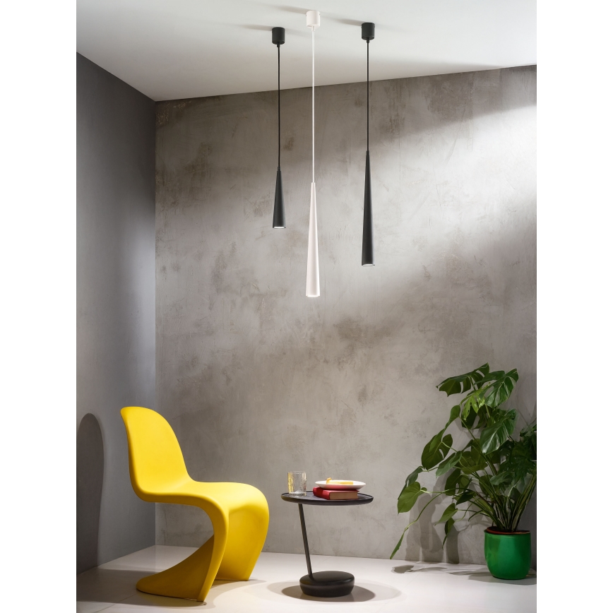 Ondaluce - Lámpara colgante con cable NOA 1xGU10/20W/230V Ø 5,5 cm negra