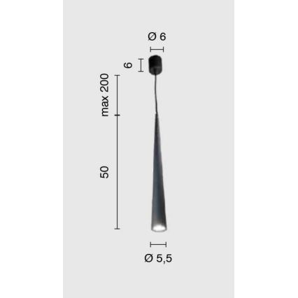 Ondaluce - Lámpara colgante con cable NOA 1xGU10/20W/230V Ø 5,5 cm negra