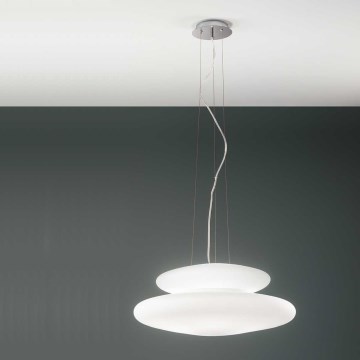 Ondaluce - Lámpara colgante con cable PAGODA 3xE27/15W/230V + 2xE27/15W, diámetro 50 cm, blanco