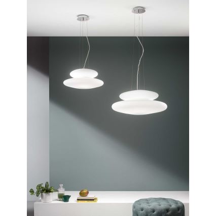 Ondaluce - Lámpara colgante con cable PAGODA 3xE27/15W/230V + 2xE27/15W, diámetro 50 cm, blanco