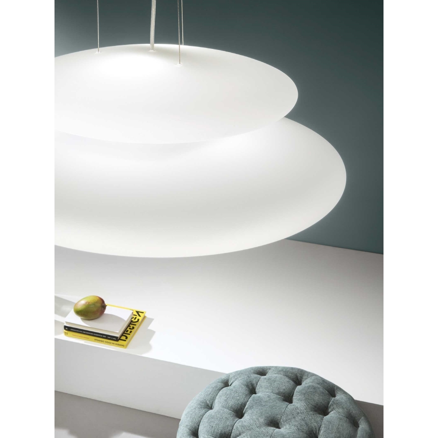 Ondaluce - Lámpara colgante con cable PAGODA 3xE27/15W/230V + 2xE27/15W, diámetro 50 cm, blanco