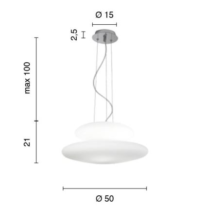 Ondaluce - Lámpara colgante con cable PAGODA 3xE27/15W/230V + 2xE27/15W, diámetro 50 cm, blanco