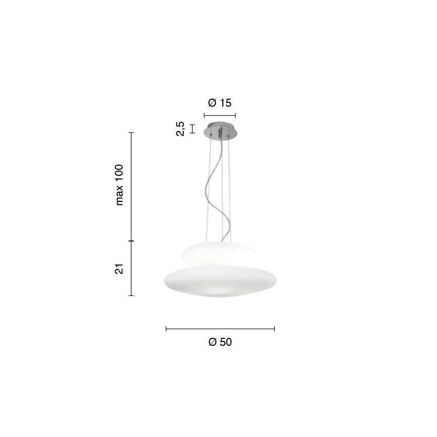 Ondaluce - Lámpara colgante con cable PAGODA 3xE27/15W/230V + 2xE27/15W, diámetro 50 cm, blanco