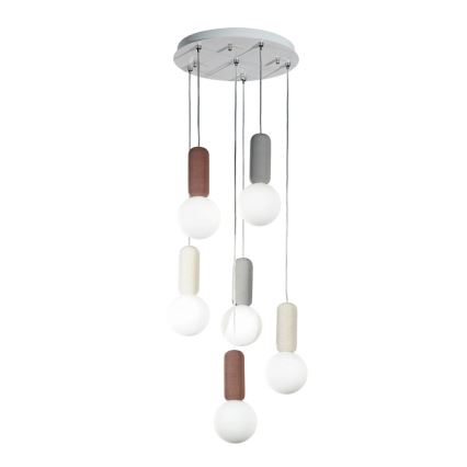 Ondaluce - Lámpara colgante con cable ROCK 6xG9/7W/230V Ø 35 cm hormigón/marrón/gris/blanco