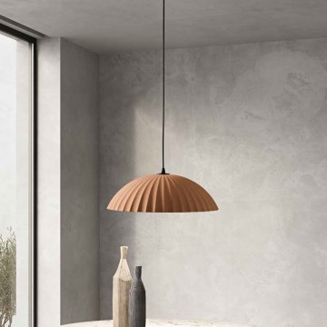 Ondaluce - Lámpara colgante con cable RUSTIC 1xE27/15W/230V Ø 50 cm hormigón/marrón