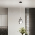 Ondaluce - Lámpara colgante con cable THELMA 1xE27/15W/230V Ø 19,5 cm negro/gris ahumado