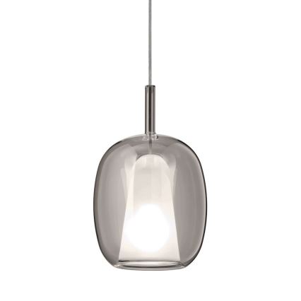 Ondaluce - Lámpara colgante con cable THELMA 1xE27/15W/230V Ø 19,5 cm negro/gris ahumado