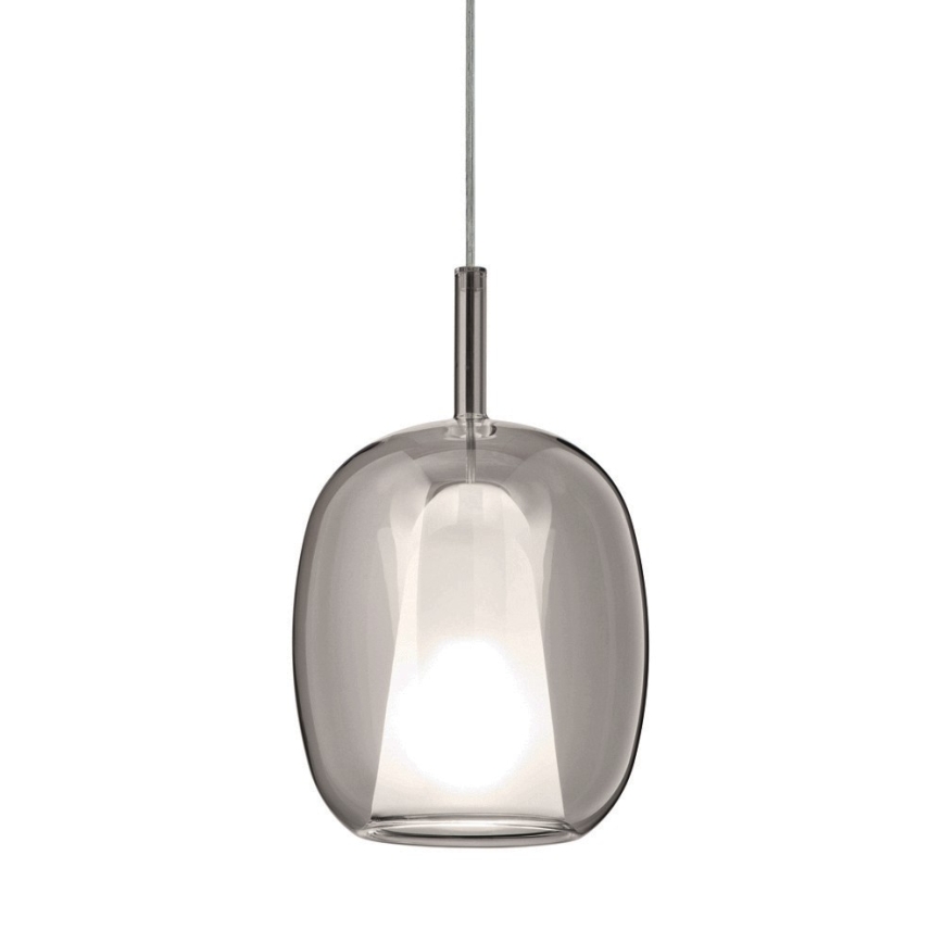 Ondaluce - Lámpara colgante con cable THELMA 1xE27/15W/230V Ø 19,5 cm negro/gris ahumado