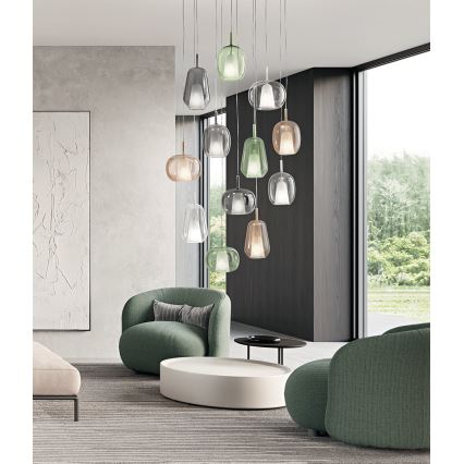 Ondaluce - Lámpara colgante con cable THELMA 1xE27/15W/230V Ø 19 cm dorado/transparente