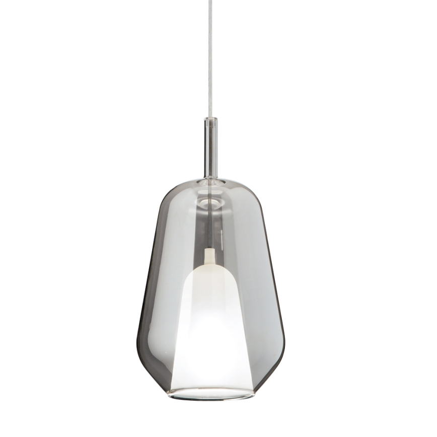 Ondaluce - Lámpara colgante con cable THELMA 1xE27/15W/230V Ø 19 cm negro/gris ahumado