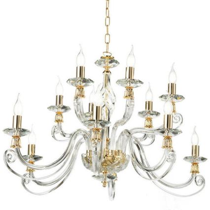 Ondaluce - Lámpara colgante con cadena 1306 12xE14/10W/230V Ø 100 cm dorado/transparente