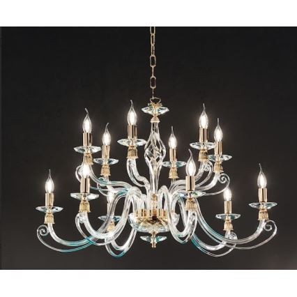 Ondaluce - Lámpara colgante con cadena 1306 12xE14/10W/230V Ø 100 cm dorado/transparente