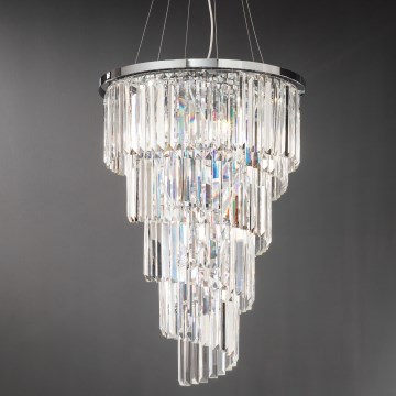 Ondaluce - Lámpara colgante de cristal con cable ALEXANDER 10xE14/10W/230V Ø 50 cm cromo brillante
