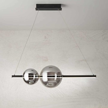 Ondaluce - Lámpara colgante LED regulable con cable FUFI LED/40W/230V negro/negro ahumado