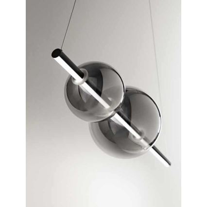 Ondaluce - Lámpara colgante LED regulable con cable FUFI LED/40W/230V negro/negro ahumado