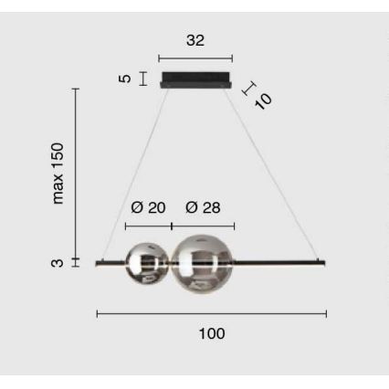 Ondaluce - Lámpara colgante LED regulable con cable FUFI LED/40W/230V negro/negro ahumado