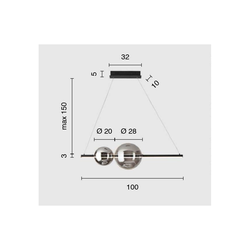 Ondaluce - Lámpara colgante LED regulable con cable FUFI LED/40W/230V negro/negro ahumado