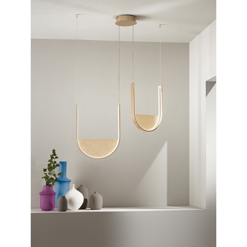 Ondaluce - Lámpara colgante LED regulable con cable LOTUS LED/55W/230V dorada