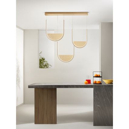Ondaluce - Lámpara colgante LED regulable con cable LOTUS LED/70W/230V dorada