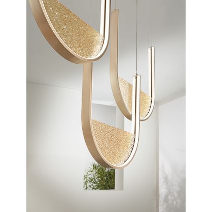 Ondaluce - Lámpara colgante LED regulable con cable LOTUS LED/70W/230V dorada