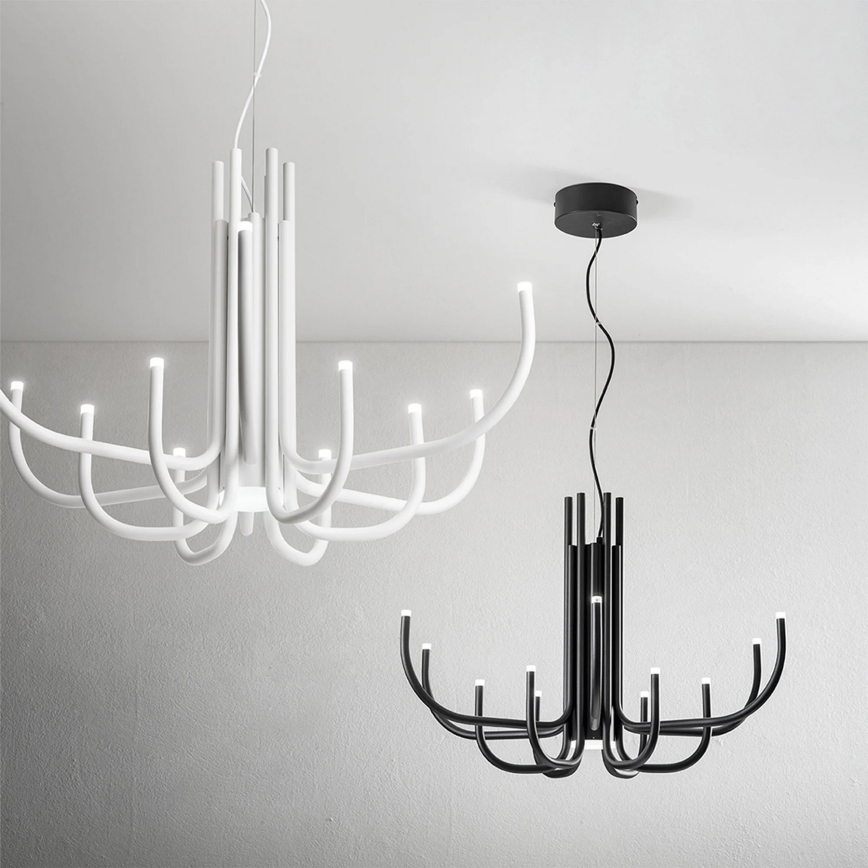 Ondaluce - Lámpara colgante LED regulable con cable NOUVEAU LED/35W/230V Ø 78 cm negra