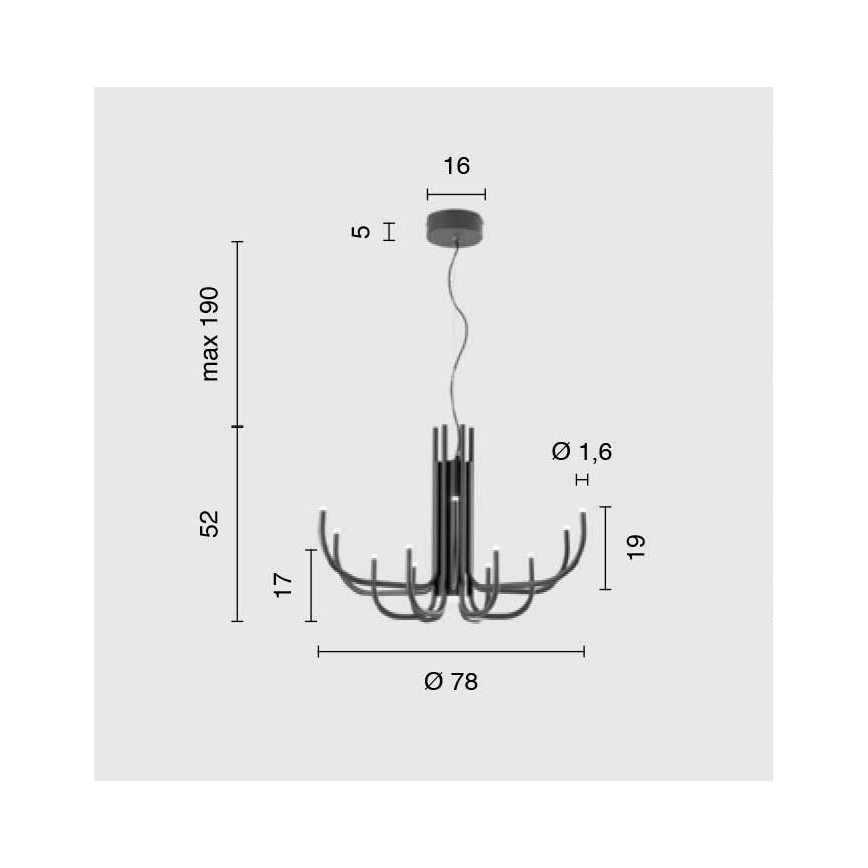 Ondaluce - Lámpara colgante LED regulable con cable NOUVEAU LED/35W/230V Ø 78 cm negra