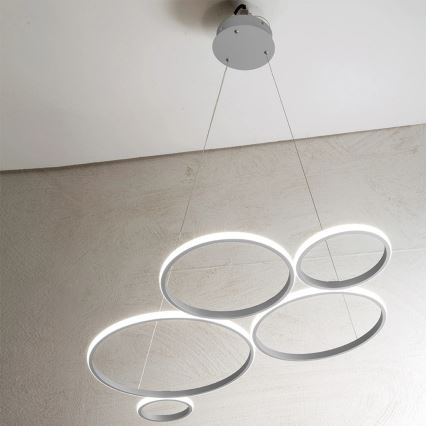 Ondaluce - Lámpara colgante LED regulable con cable POIS LED/60W/230V plateada
