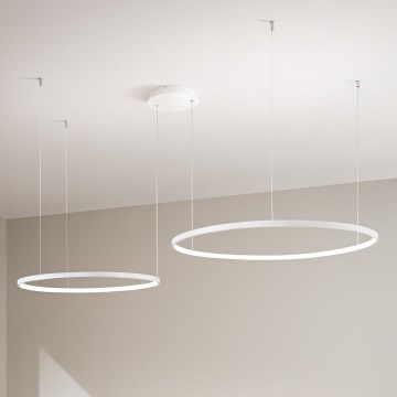 Ondaluce - Lámpara colgante LED regulable con cable SOEL LED/28W/230V + LED/38W 3000/4000K Ø 80/60 cm blanca