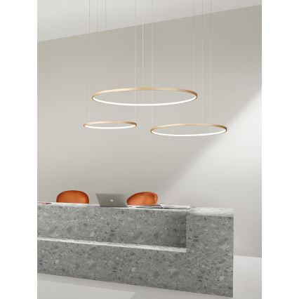 Ondaluce - Lámpara colgante LED regulable con cable SOEL LED/28W/230V Ø 60 cm dorado