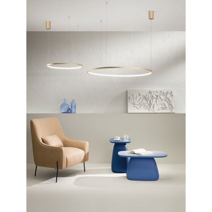 Ondaluce - Lámpara colgante LED regulable con cable SOEL LED/38W/230V Ø 80 cm dorado