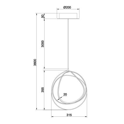 Ondaluce - Lámpara colgante LED regulable en cable GOLDEN LED/28W/230V Ø 31,5 cm dorada