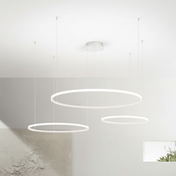 Ondaluce - Lámpara colgante LED regulable en cable SOEL LED/28W/230V + LED/38W + LED/47W 3000/4000K Ø 100/80/60 cm blanca