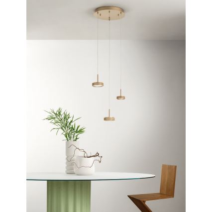 Ondaluce - Lámpara colgante LED regulable NINA LED/24W/230V Ø 35 cm dorado