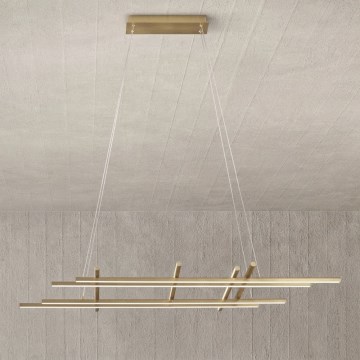 Ondaluce - Lámpara colgante LED regulable suspendida de cable MOVIDA LED/114W/230V dorado
