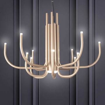 Ondaluce - Lámpara colgante LED regulable suspendida por cable NOUVEAU LED/35W/230V Ø 78 cm dorada