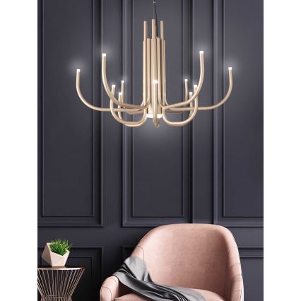 Ondaluce - Lámpara colgante LED regulable suspendida por cable NOUVEAU LED/35W/230V Ø 78 cm dorada