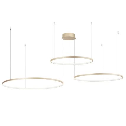 Ondaluce - Lámpara colgante LED regulable con cable SOEL LED/28W/230V + LED/38W + LED/47W Ø 100/80/60 cm dorada