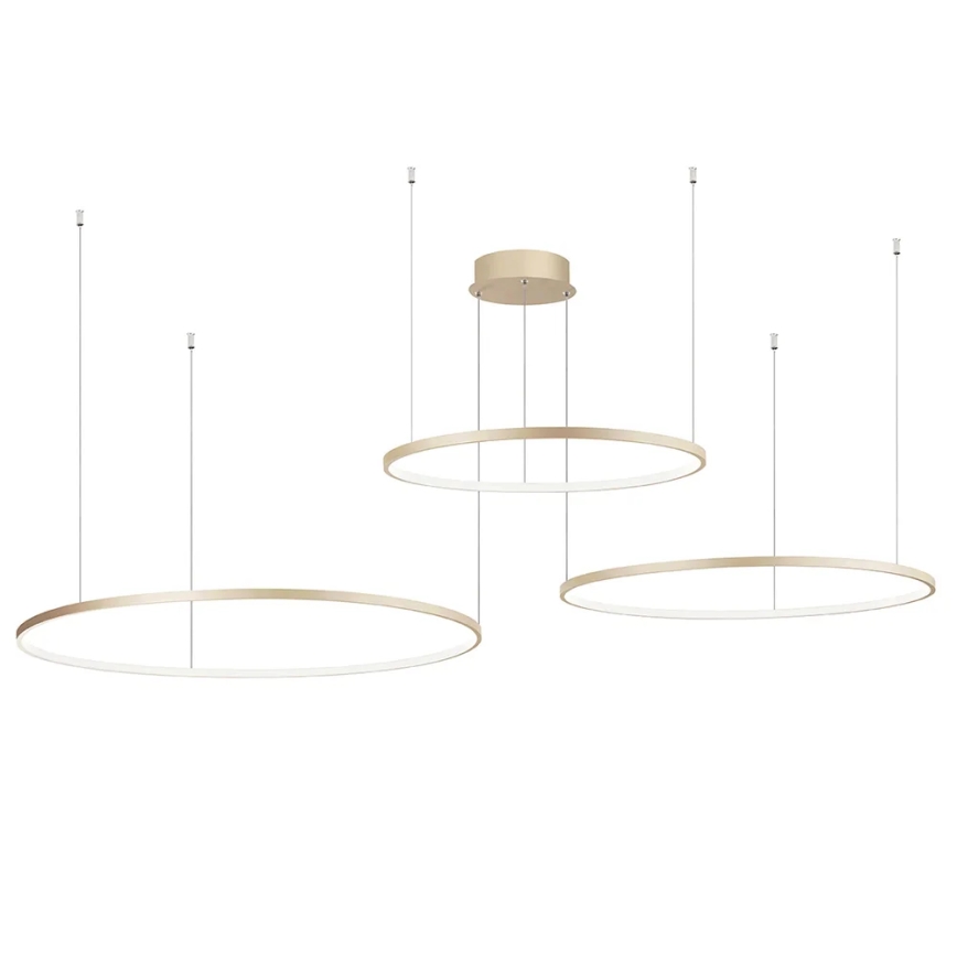 Ondaluce - Lámpara colgante LED regulable con cable SOEL LED/28W/230V + LED/38W + LED/47W Ø 100/80/60 cm dorada