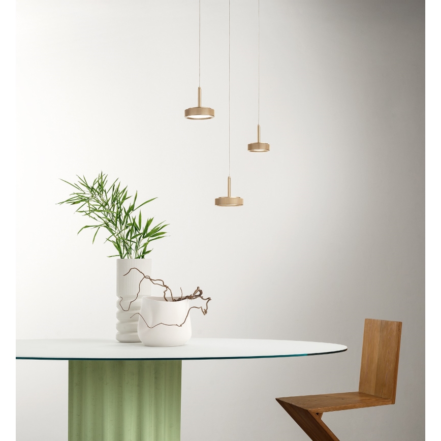 Ondaluce - Lámpara colgante LED suspendida por cable NINA LED/20W/230V Ø 19 cm color oro